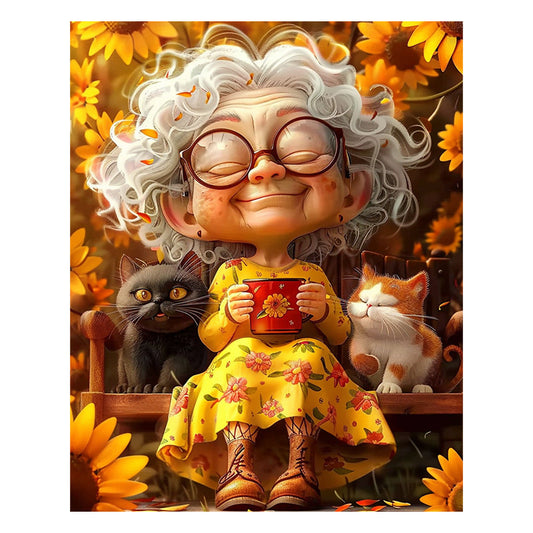 Autumn Lady with Cats - Wooden Jigsaw Puzzle