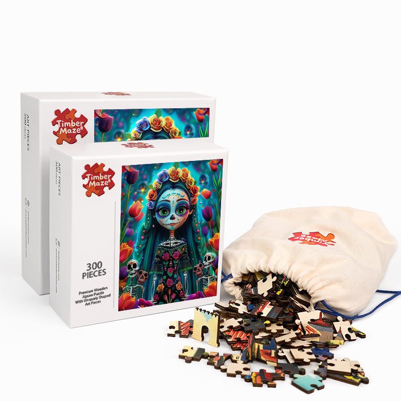 Day of the Dead Girl - Wooden Jigsaw Puzzle