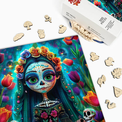 Day of the Dead Girl - Wooden Jigsaw Puzzle