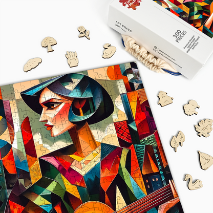 Cubist Guitarist - Wooden Jigsaw Puzzle