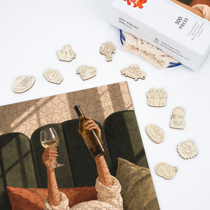 A Toast to Slow Mornings - Wooden Jigsaw Puzzle