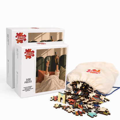 A Toast to Slow Mornings - Wooden Jigsaw Puzzle
