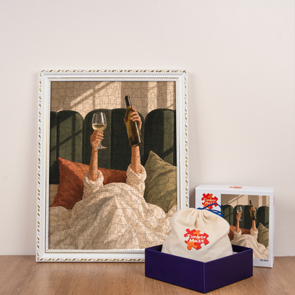A Toast to Slow Mornings - Wooden Jigsaw Puzzle