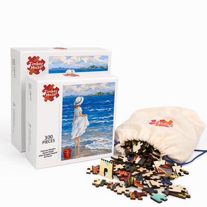 Girl on Beach - Wooden Jigsaw Puzzle