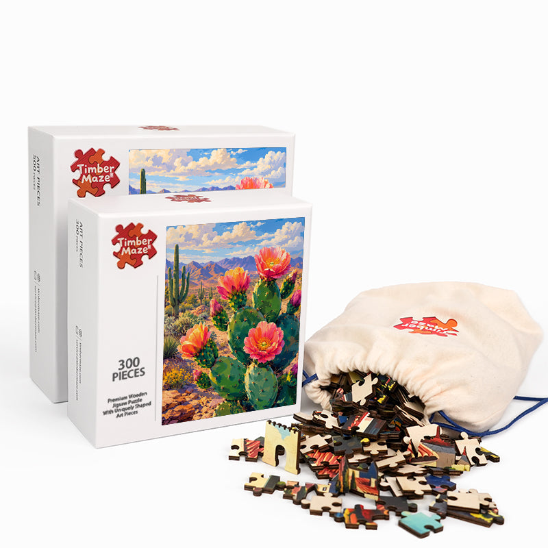 Cactus Flower - Wooden Jigsaw Puzzle