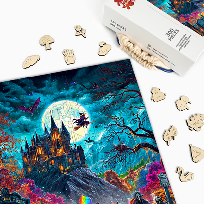 Haunted Halloween Castle - Wooden Jigsaw Puzzle