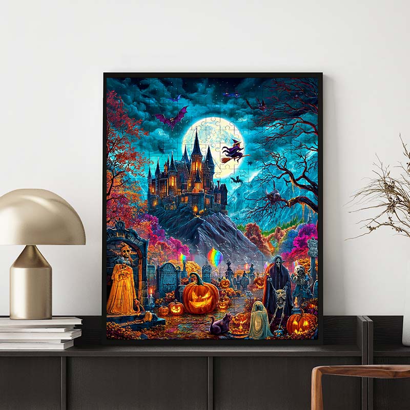 Haunted Halloween Castle - Wooden Jigsaw Puzzle