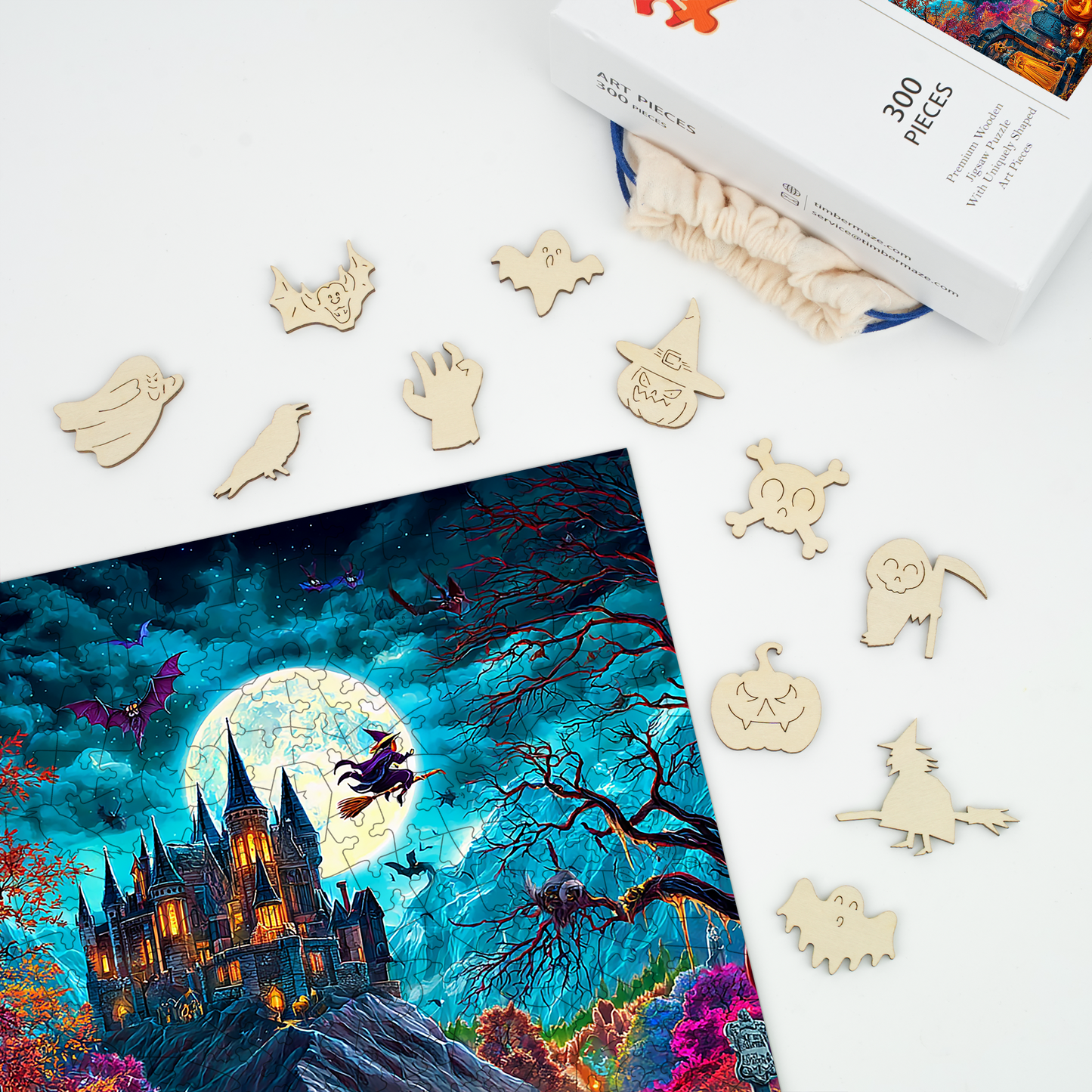 Haunted Halloween Castle - Wooden Jigsaw Puzzle