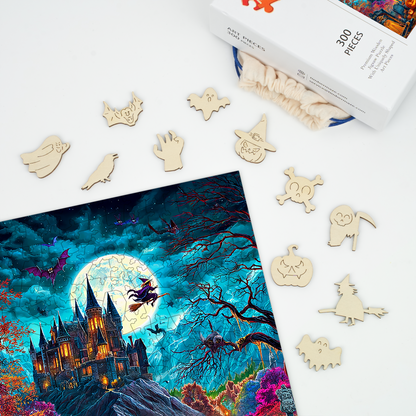 Haunted Halloween Castle - Wooden Jigsaw Puzzle