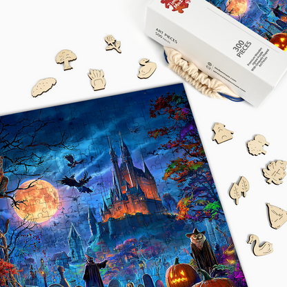 Moonlit Cemetery - Wooden Jigsaw Puzzle