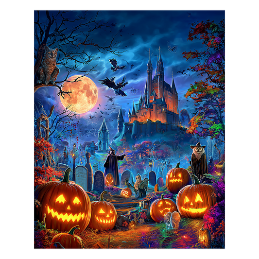 Moonlit Cemetery - Wooden Jigsaw Puzzle