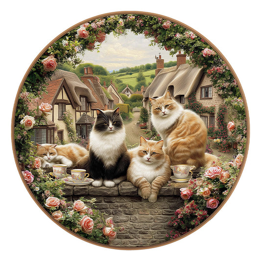 Cats & Tea Time - Wooden Jigsaw Puzzle