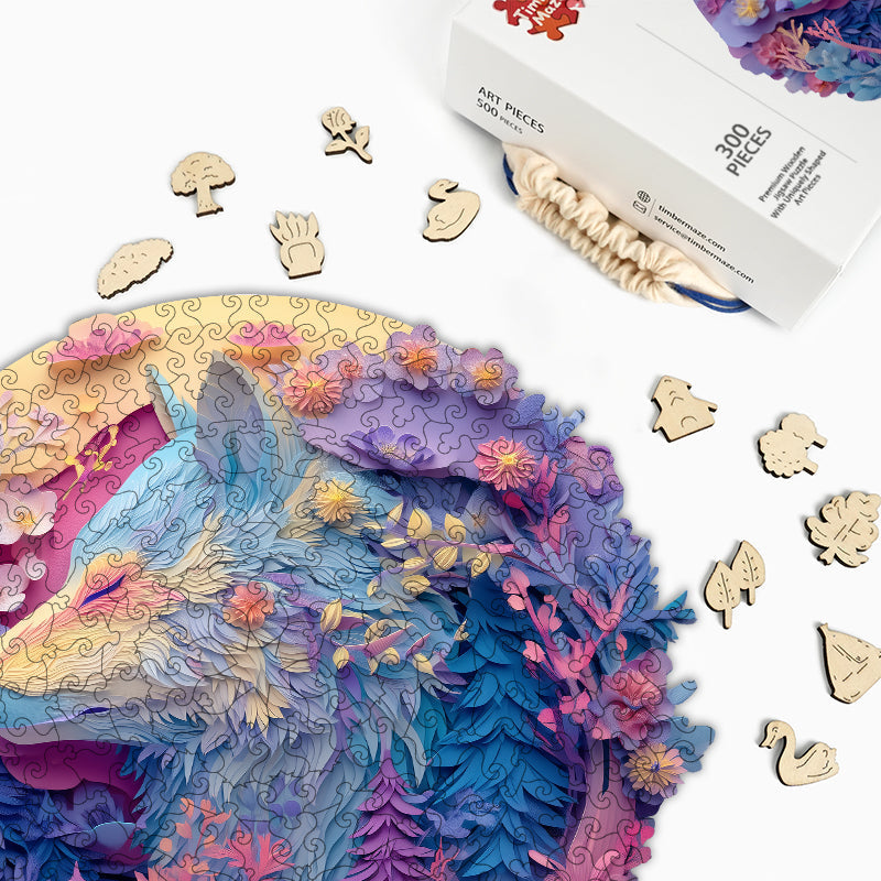 Fox & Flowers - Wooden Jigsaw Puzzle