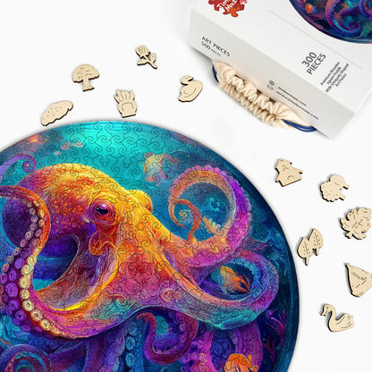 Neon Octopus - Wooden Jigsaw Puzzle