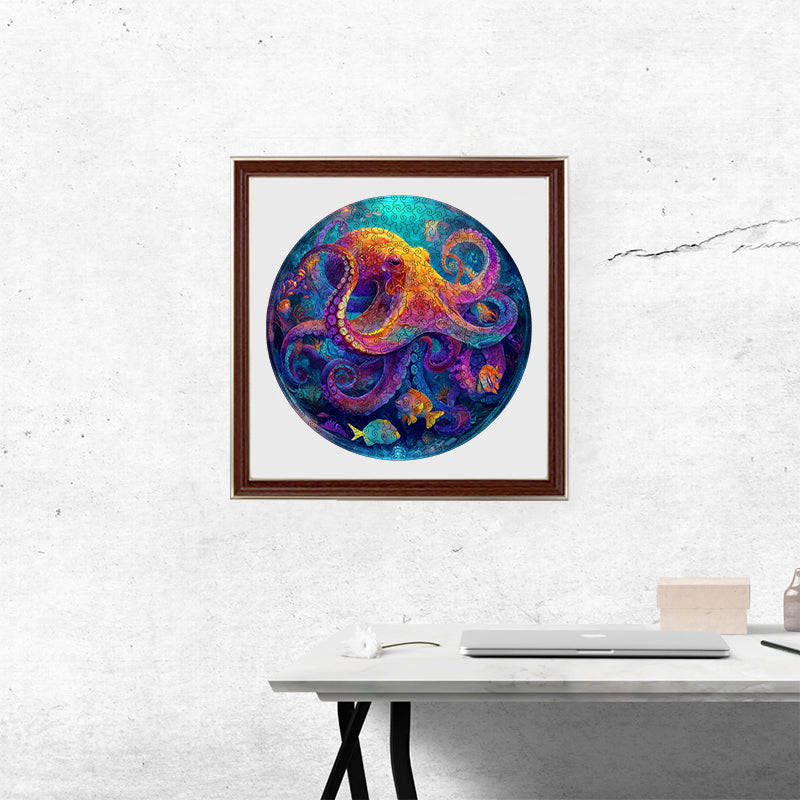 Neon Octopus - Wooden Jigsaw Puzzle