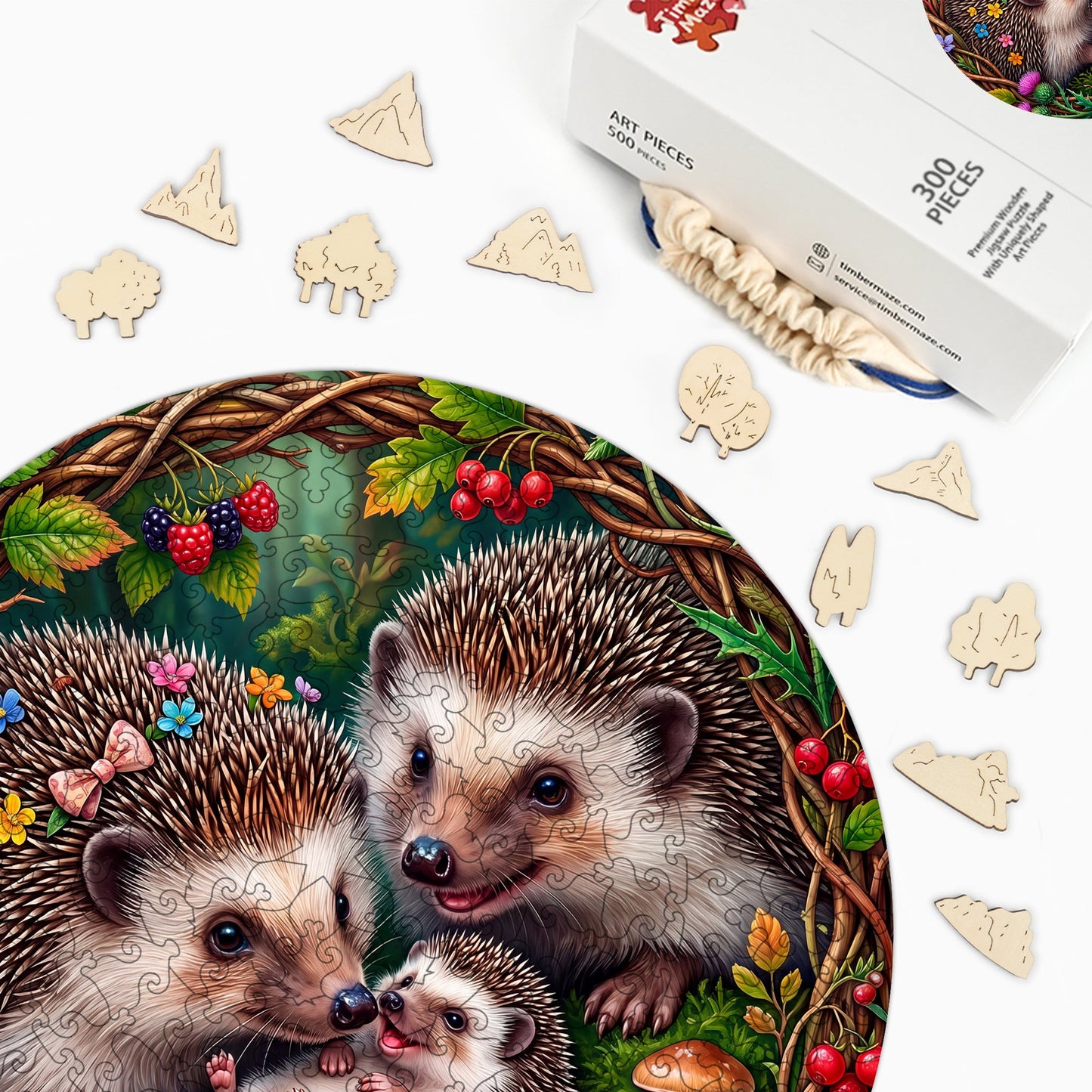 Hedgehog Family - Wooden Jigsaw Puzzle