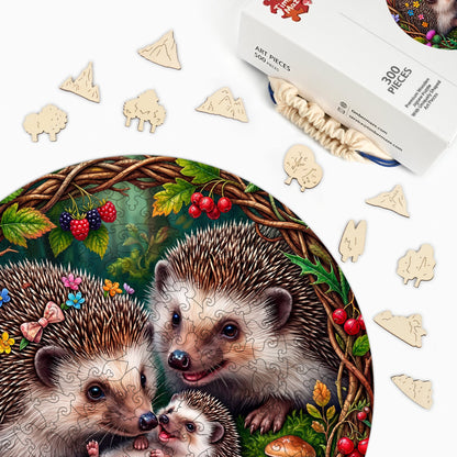 Hedgehog Family - Wooden Jigsaw Puzzle