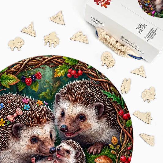 Hedgehog Family - Wooden Jigsaw Puzzle