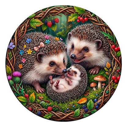 Hedgehog Family - Wooden Jigsaw Puzzle