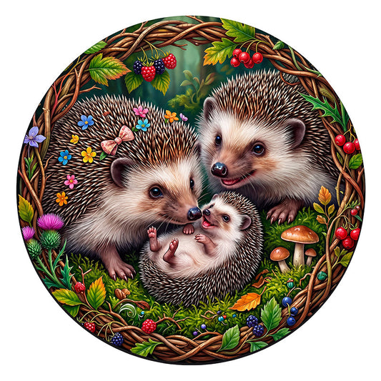 Hedgehog Family - Wooden Jigsaw Puzzle