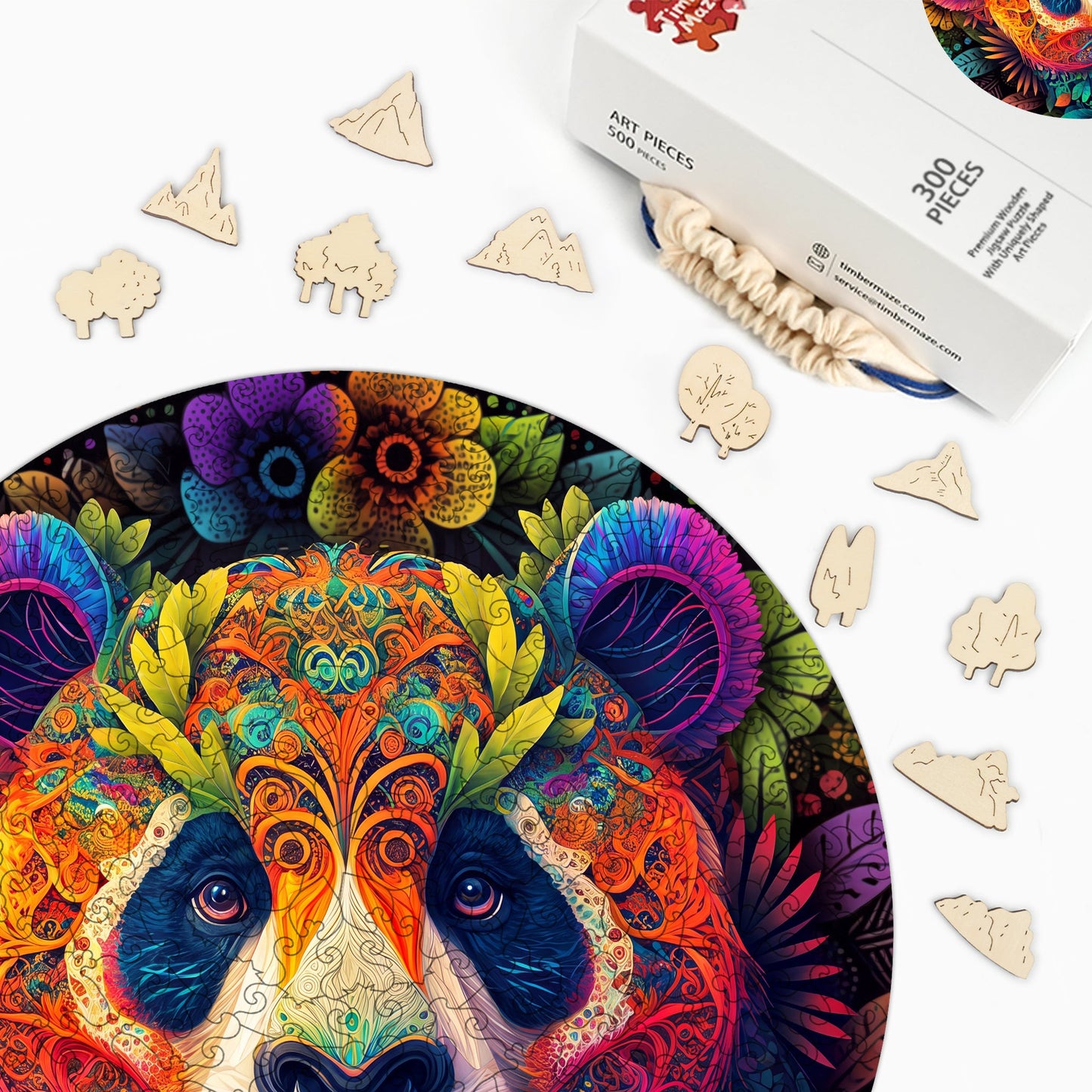 Panda Mandala - Wooden Jigsaw Puzzle