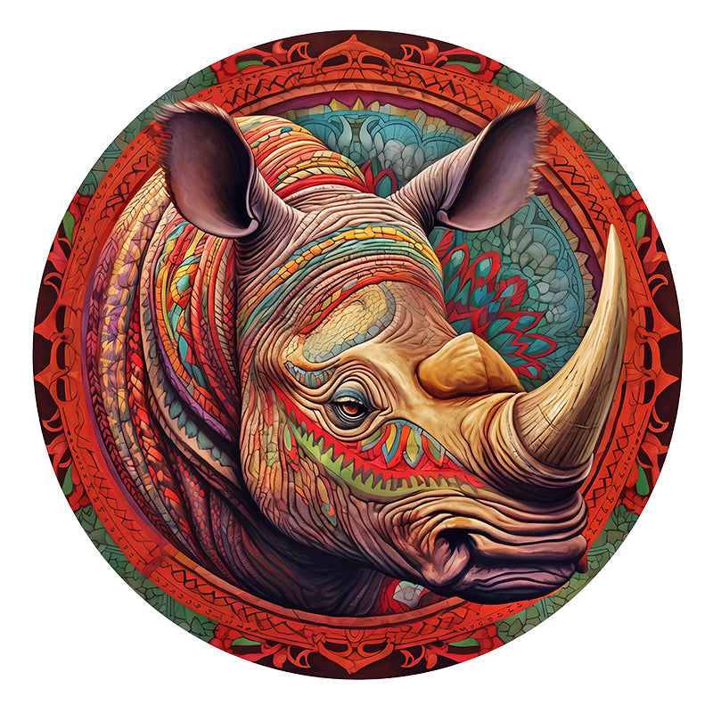 Rhino Mandala - Wooden Jigsaw Puzzle