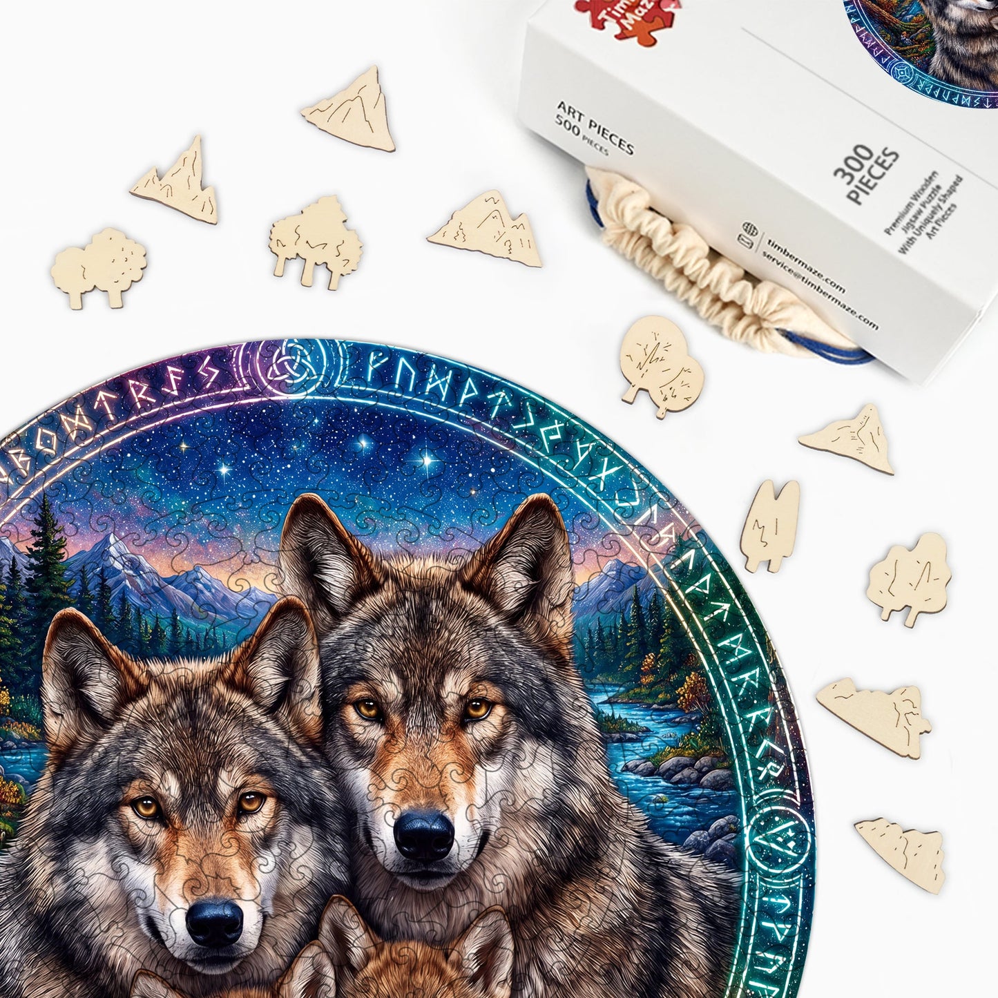 Wolf Pack Rune - Wooden Jigsaw Puzzle