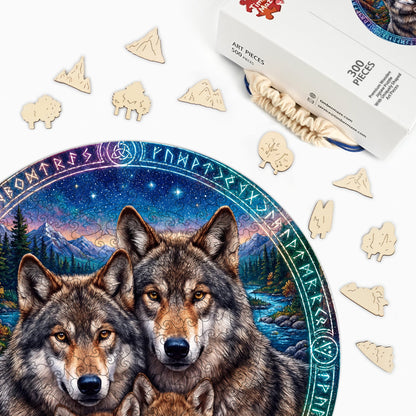 Wolf Pack Rune - Wooden Jigsaw Puzzle
