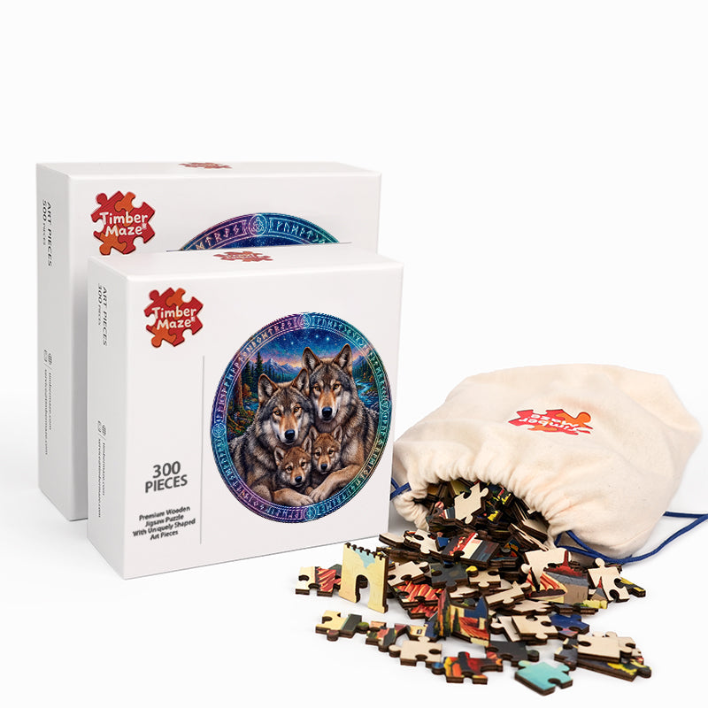 Wolf Pack Rune - Wooden Jigsaw Puzzle
