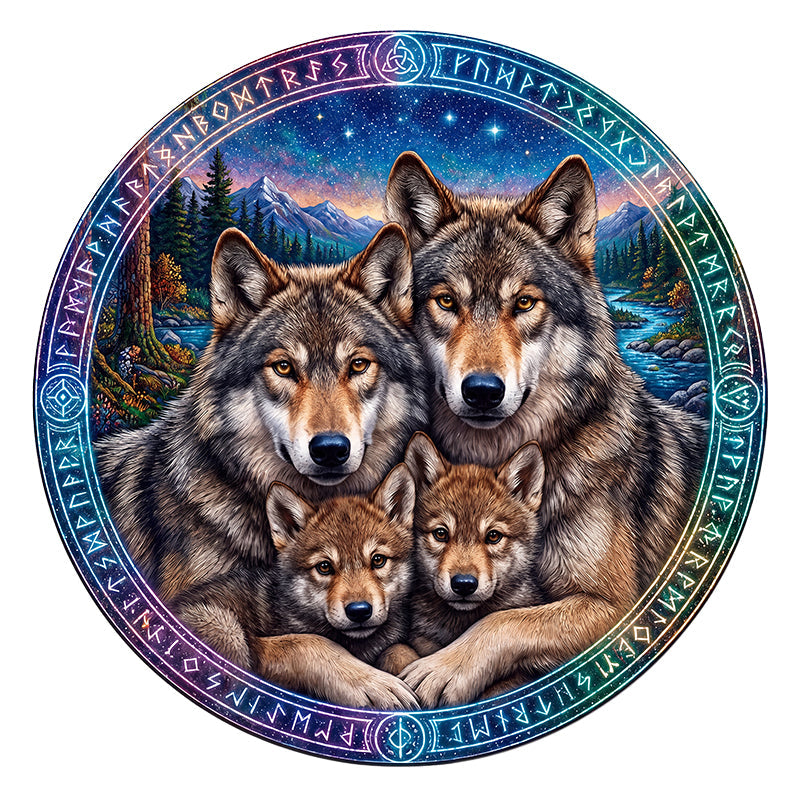 Wolf Pack Rune - Wooden Jigsaw Puzzle