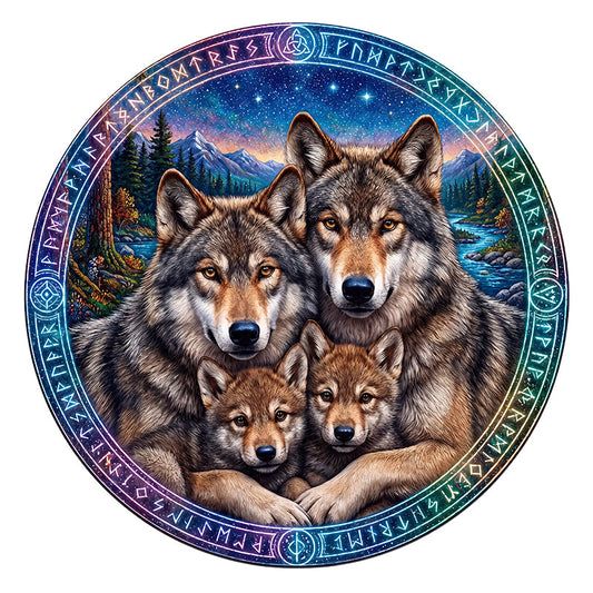 Wolf Pack Rune - Wooden Jigsaw Puzzle