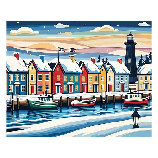Winter Coastal Village - Wooden Jigsaw Puzzle