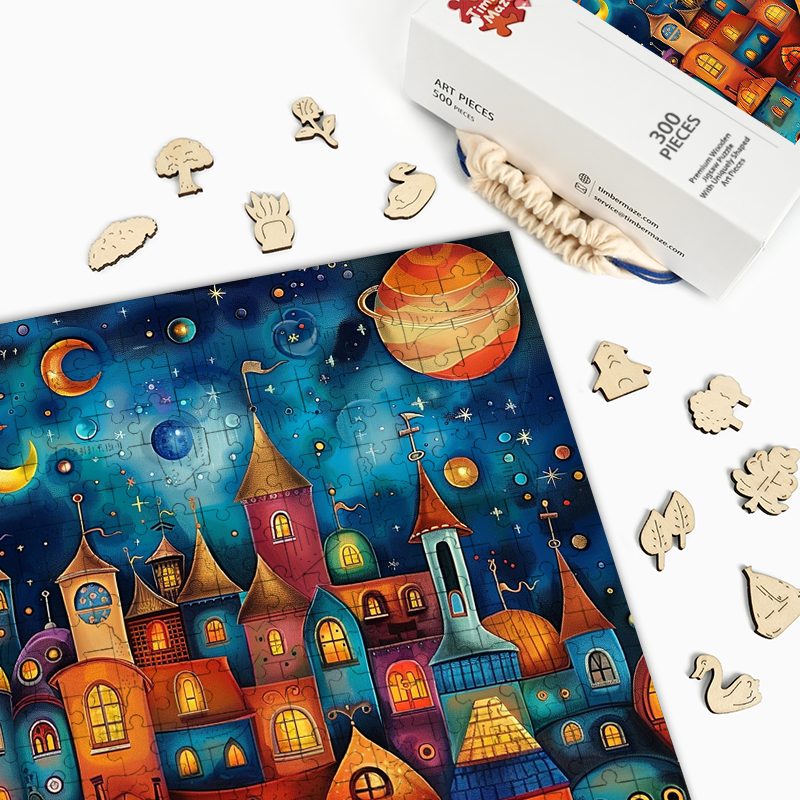 Fairy Tale Nightscape - Wooden Jigsaw Puzzle