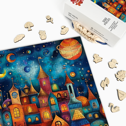Fairy Tale Nightscape - Wooden Jigsaw Puzzle