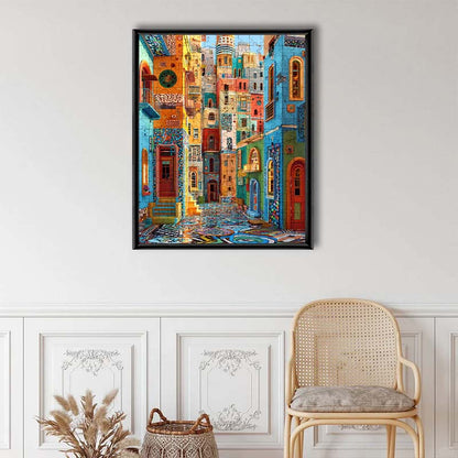 Festive Street Mosaic - Wooden Jigsaw Puzzle