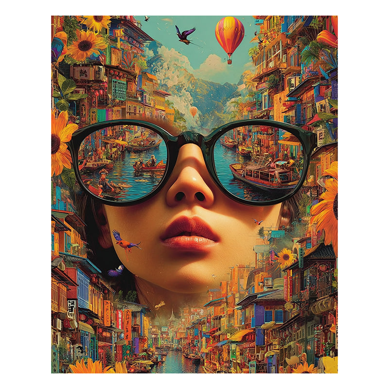 Cityscape Glasses - Wooden Jigsaw Puzzle