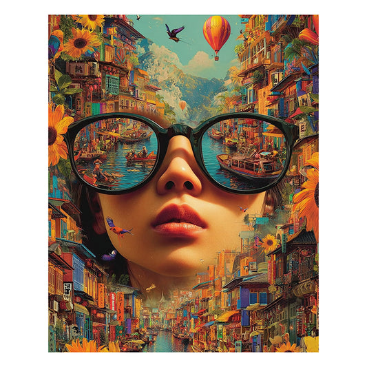 Cityscape Glasses - Wooden Jigsaw Puzzle