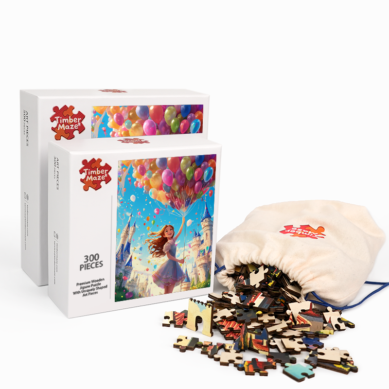 Balloon Castle Dream - Wooden Jigsaw Puzzle