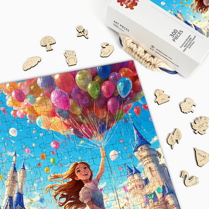Balloon Castle Dream - Wooden Jigsaw Puzzle
