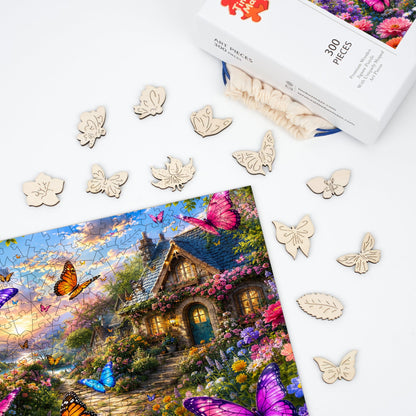 Butterfly Cottage Garden - Wooden Jigsaw Puzzle