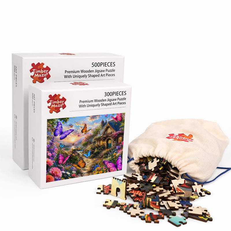 Butterfly Cottage Garden - Wooden Jigsaw Puzzle