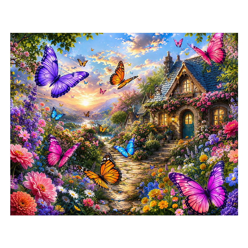 Butterfly Cottage Garden - Wooden Jigsaw Puzzle