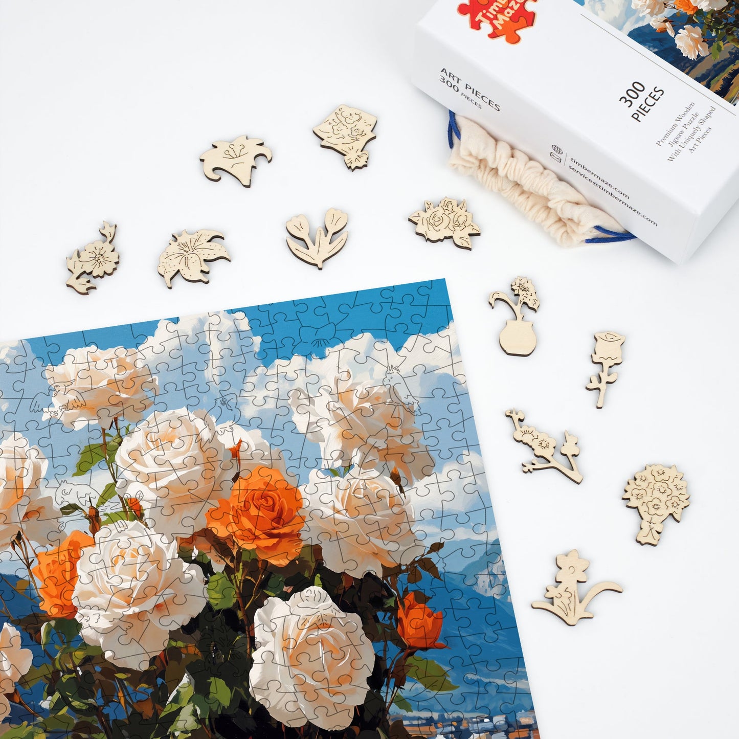 Roses with Vase - Wooden Jigsaw Puzzle