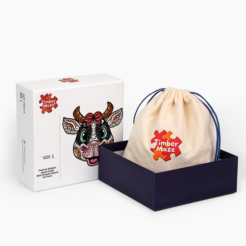 Bull Head Mandala - Wooden Jigsaw Puzzle