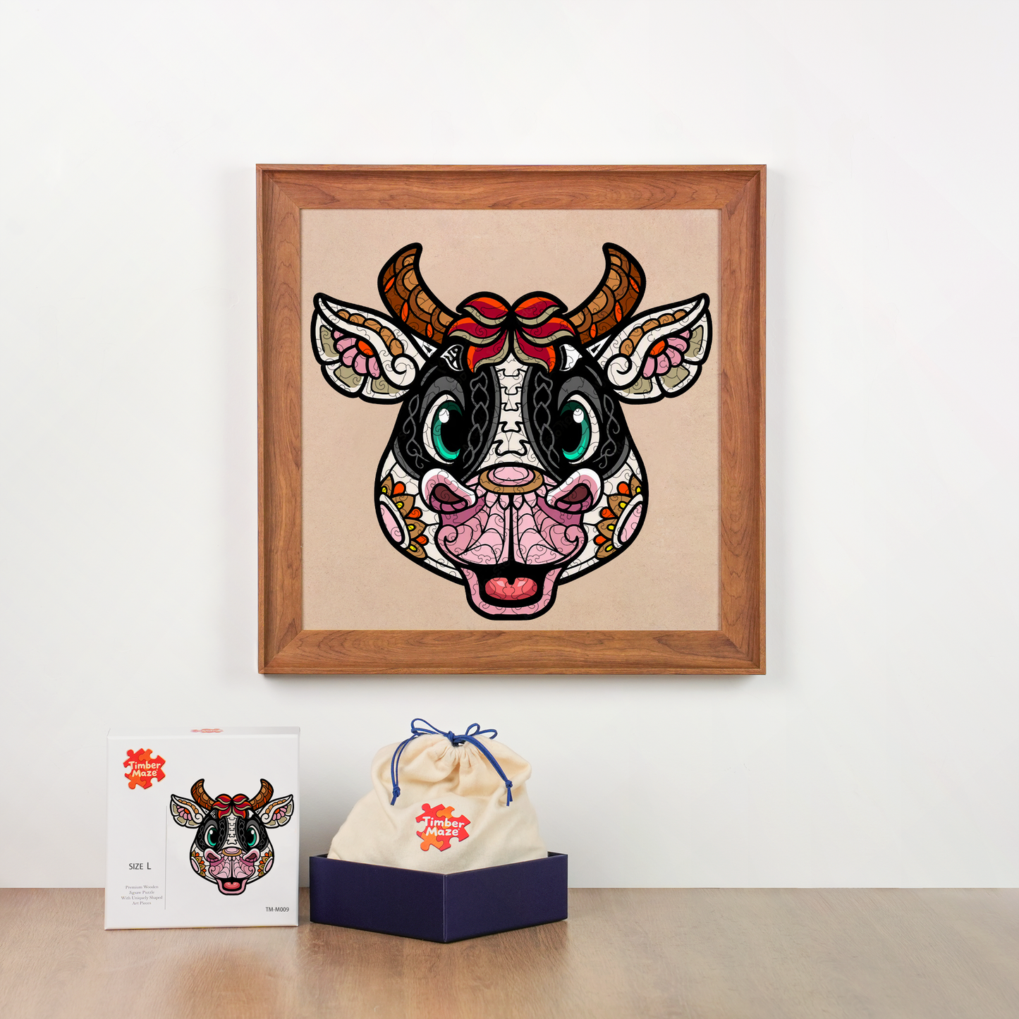 Bull Head Mandala - Wooden Jigsaw Puzzle