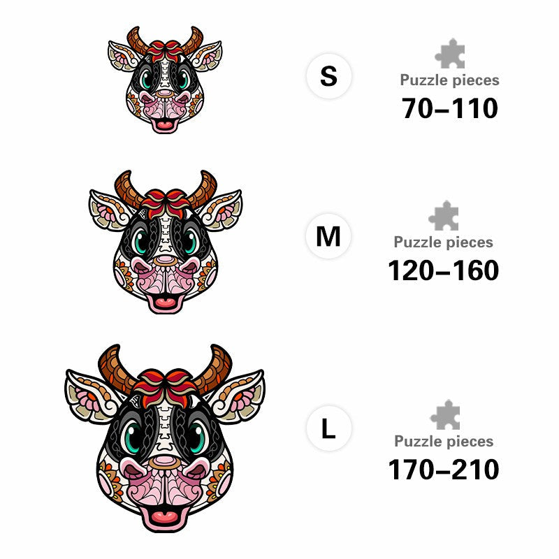 Bull Head Mandala - Wooden Jigsaw Puzzle