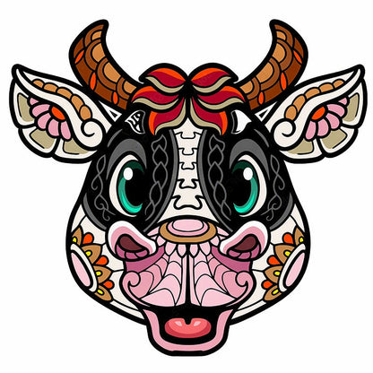 Bull Head Mandala - Wooden Jigsaw Puzzle