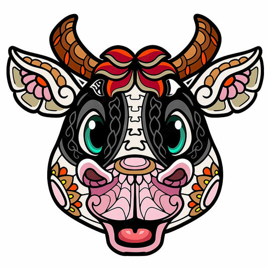Bull Head Mandala - Wooden Jigsaw Puzzle