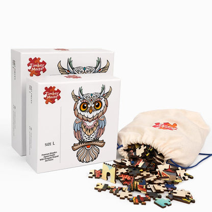 Feathered Owl Totem - Wooden Jigsaw Puzzle