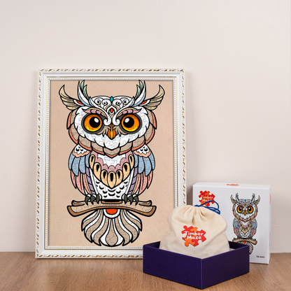 Feathered Owl Totem - Wooden Jigsaw Puzzle